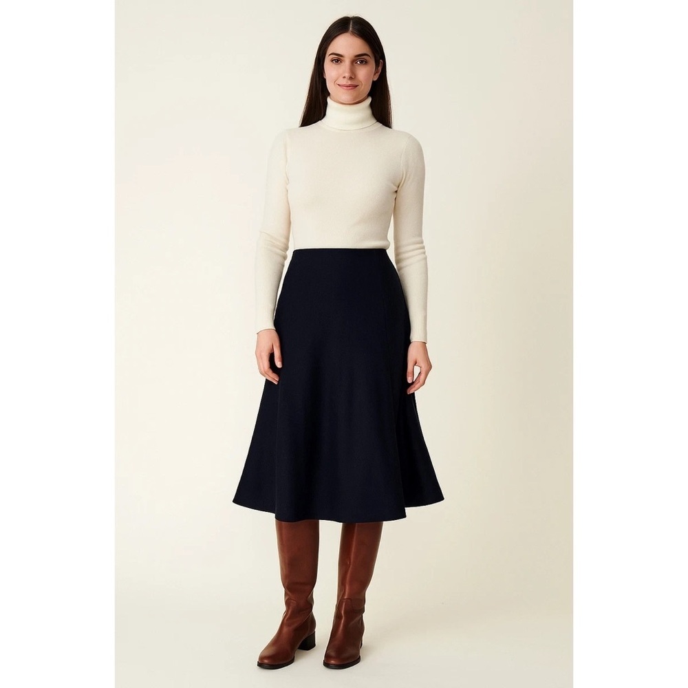 Uniqlo Wool Blend Navy Knee Length Skirt